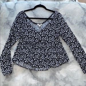 Black and White Flower Blouse